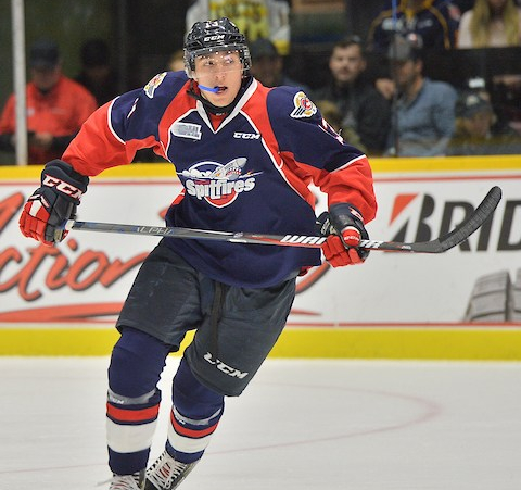 Will Cuylle of the Windsor Spitfires. Photo by Terry Wilson / OHL Images.