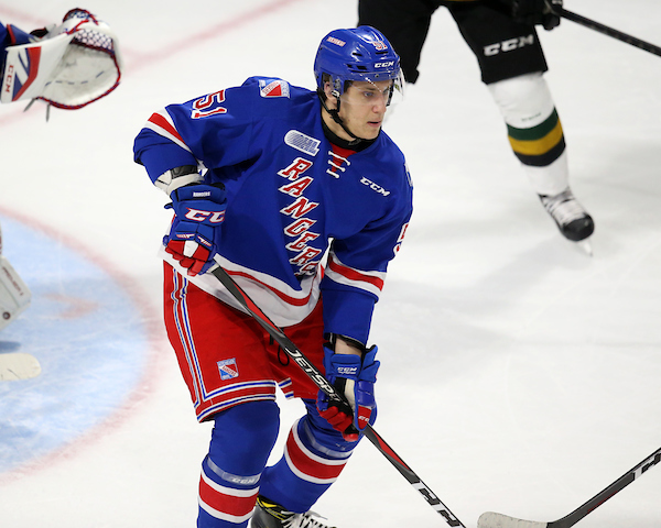 Michael Vukojevic of the Kitchener Rangers Photo by Luke Durda/OHL Images